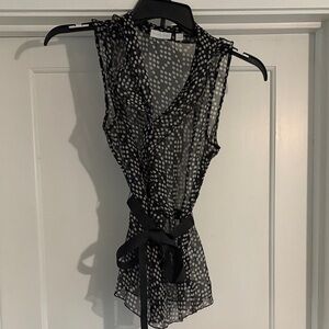 New York & Company Black and White Polka Dot Blouse